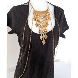 NWOT, Body Chain Long Chic Golden Necklace